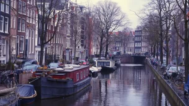 荷兰阿姆斯特丹 3月27日 阿姆斯特丹的街道和渠道 — 图库视频影像