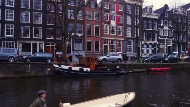 Амстердам Березня Вулиць Канали Амстердама — стокове відео