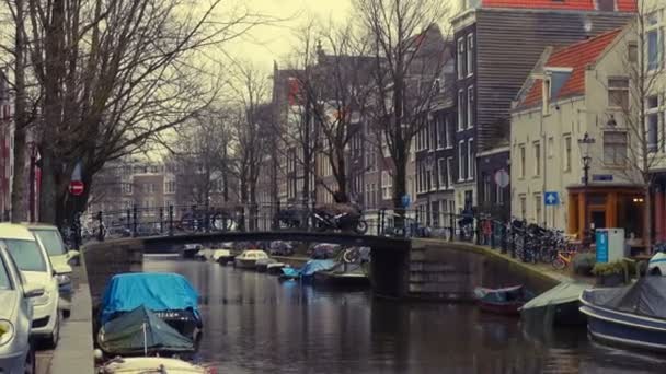 Amsterdam Nizozemsko Března Ulice Kanály Amsterdamu — Stock video