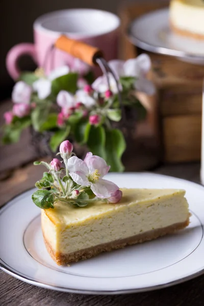 Minzkäsekuchen auf einem Teller — Stockfoto