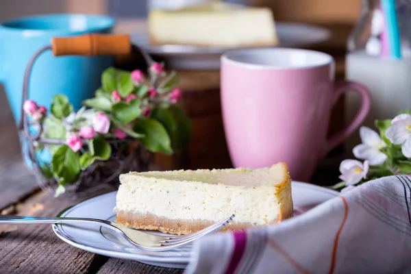 Mint cheesecake op een plaat — Stockfoto