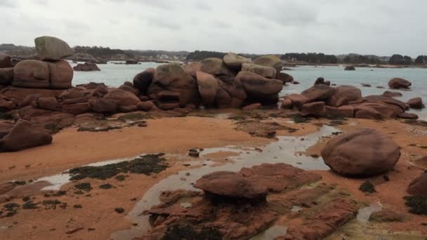 Skalnaté Pobřeží Atlantského Oceánu Bretani Francie — Stock video