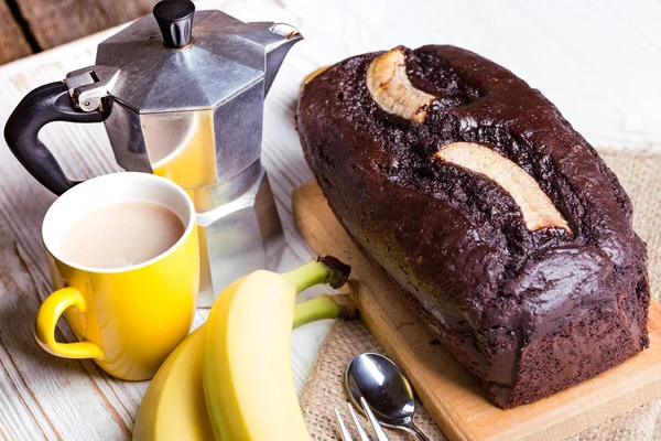 Pão de banana e café — Fotografia de Stock