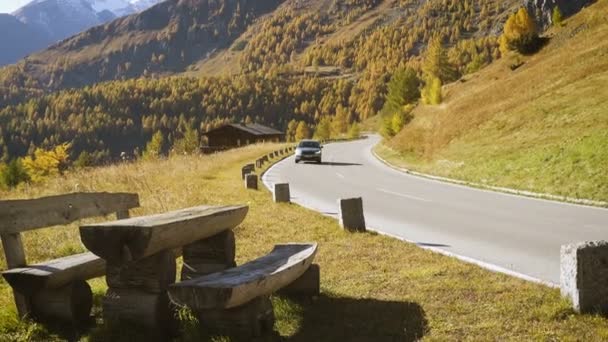 Restplace Piquenique Carro Famoso Destino Viagem Austríaca Grossglockner Estrada — Vídeo de Stock