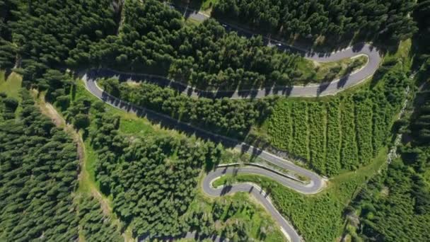 Luftaufnahme Der Berühmten Rumänischen Bergstraße Transalpina Einem Sonnigen Sommertag — Stockvideo