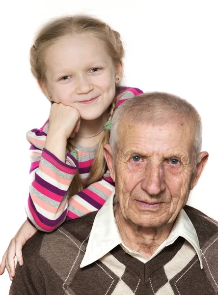 Granddaughter and grandfather — Stock Photo, Image