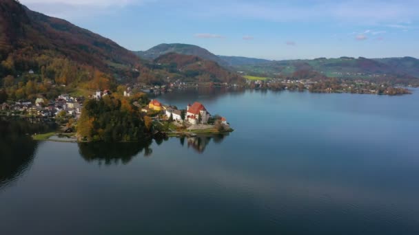 Vista Della Famosa Cappella Traunkirchen Sul Lago Traunsee Salzkammergut Austria — Video Stock