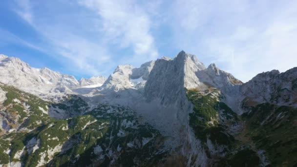 Légi Kilátás Hegyek Csúcsok Dachstein Salzkammergut Régió Felső Ausztria — Stock videók