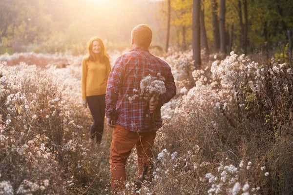 Couple  man and woman for a walk — Stock Photo, Image