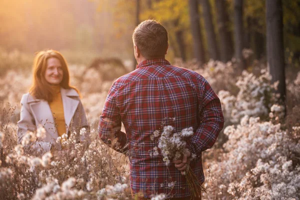 Couple  man and woman for a walk — Stock Photo, Image