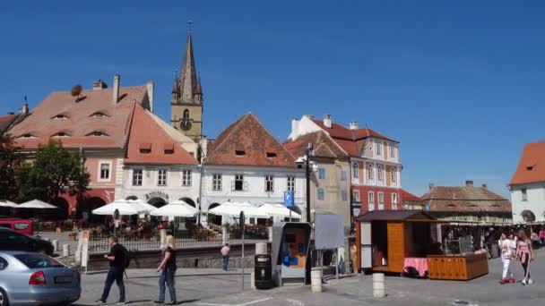 Sibiu Romania Jule 2019 Вид Головну Міську Площу Piata Mare — стокове відео