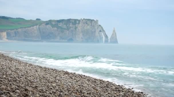 Felsklippen Und Meer Etretat Normandie Frankreich — Stockvideo