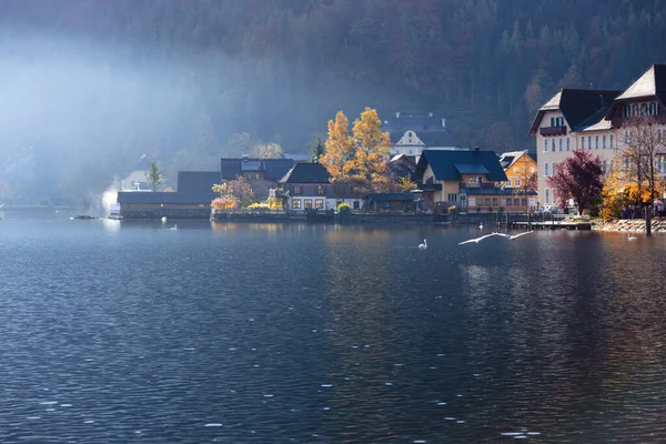 View Beautiful View Small Famous City Hallstatt Old Town Austri — 스톡 사진