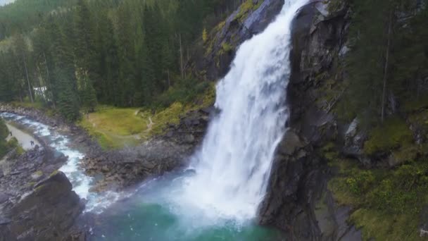 Blick Auf Die Krimmler Wasserfälle Nationalpark Hohe Tauern Salzburg Österreich — Stockvideo