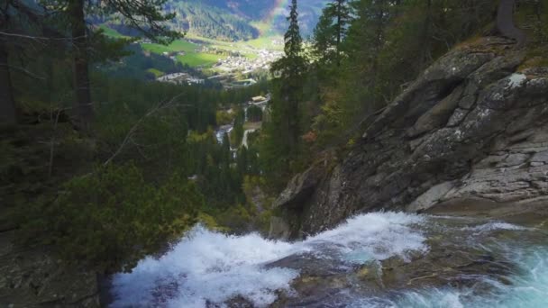 Vue Sur Les Chutes Eau Krimml Dans Parc National Haut — Video