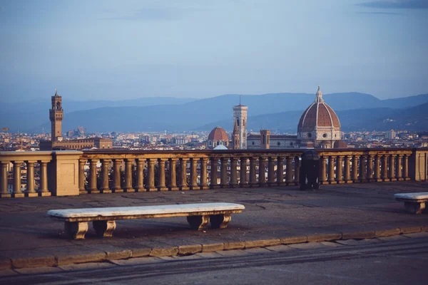 Погляду Флоренції Схід Сонця Duomo Cathedral Florence Ital — стокове фото