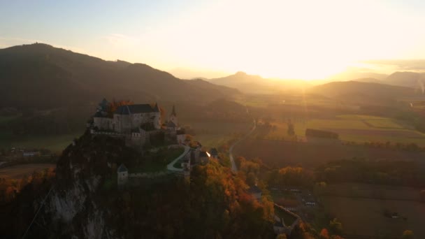 Caríntia Áustria Outubro 2019 Vista Aérea Famoso Castelo Medieval Hochosterwitz — Vídeo de Stock