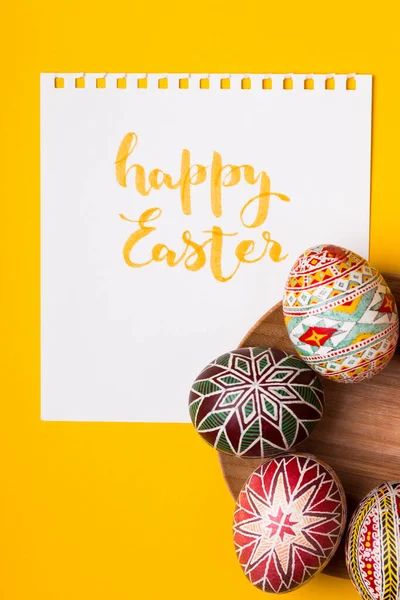 Cartão Páscoa Feliz Belo Ovo Páscoa Pysanka Artesanal Traditiona Ucraniana — Fotografia de Stock