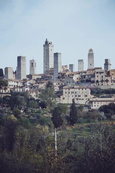Utsikt Över Den Gamla Staden San Gimignano Och Dess Torn — Stockfoto