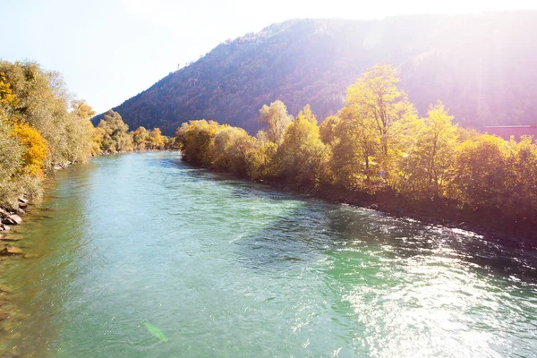 Красивая Горная Река Австрии Осенний Пейзаж — стоковое фото