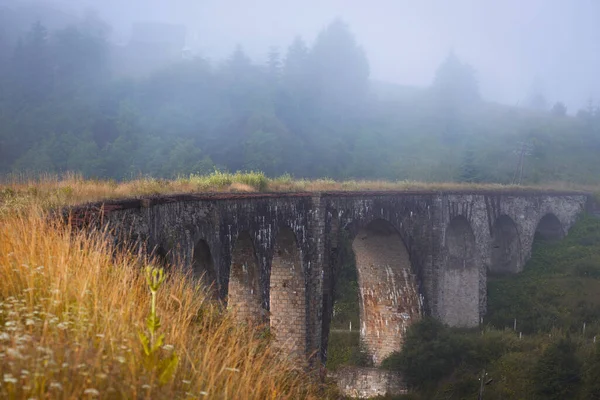 Viejo Puente Del Arco Aldea Vorokhta Montañas Los Cárpatos Ukrain — Foto de Stock