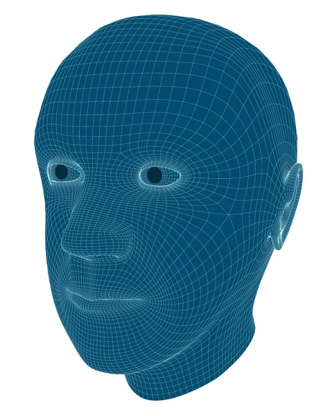 Wireframe 3D Rendering of a Man 's Head — Fotografia de Stock