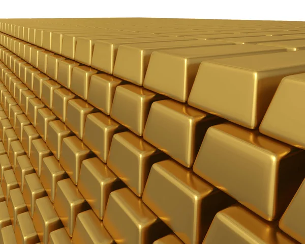 Thousands of gold bullion bars piled high — Stock Photo, Image