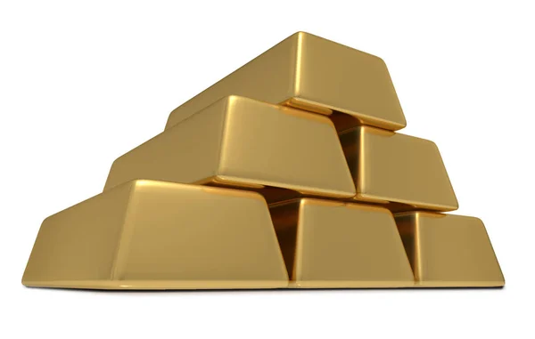 3D rendering of six gold bullion bars representing enormous weat — Stock Photo, Image