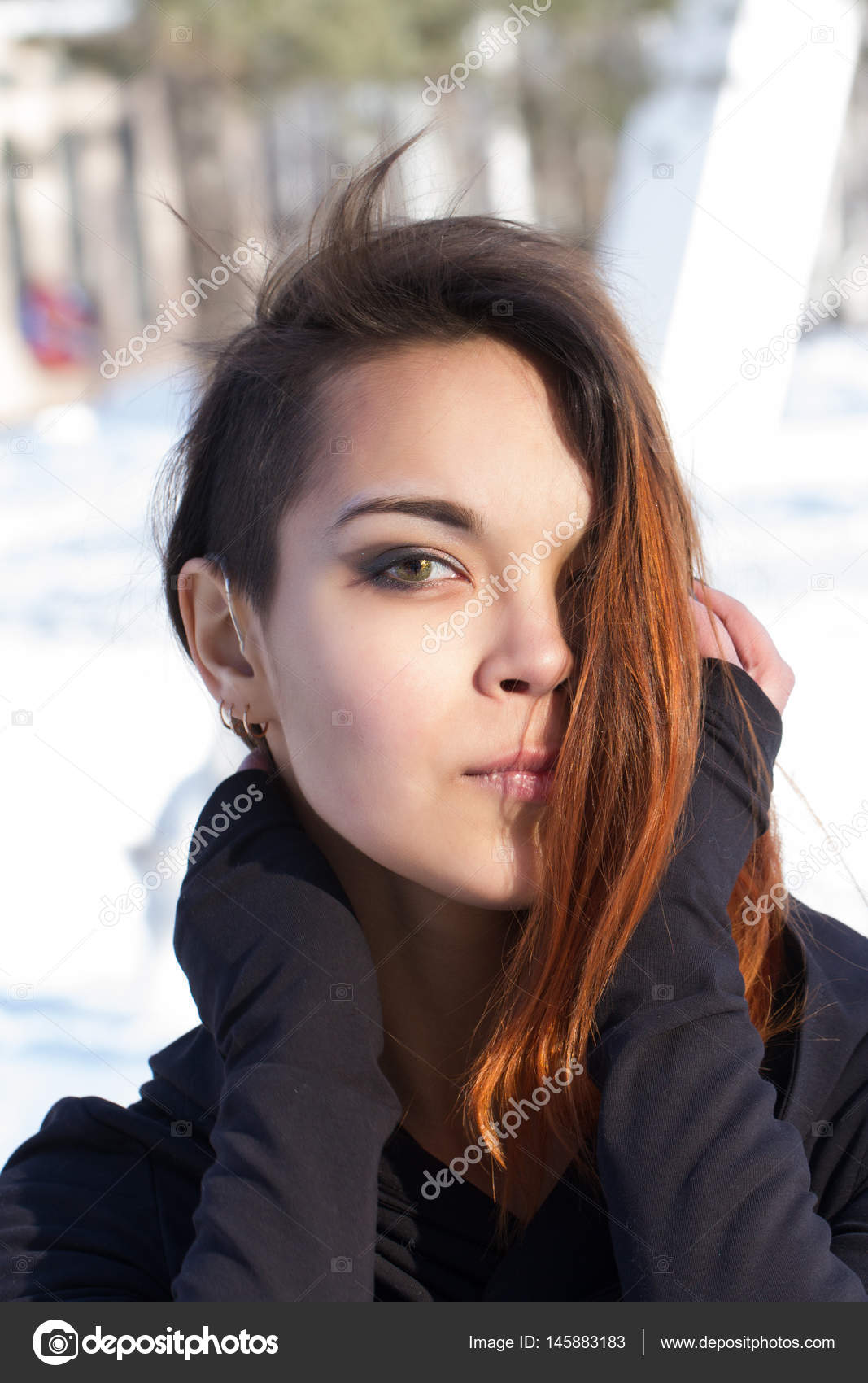 Young Girl With Dyed Red Hair Stock Photo C Momsirk 145883183