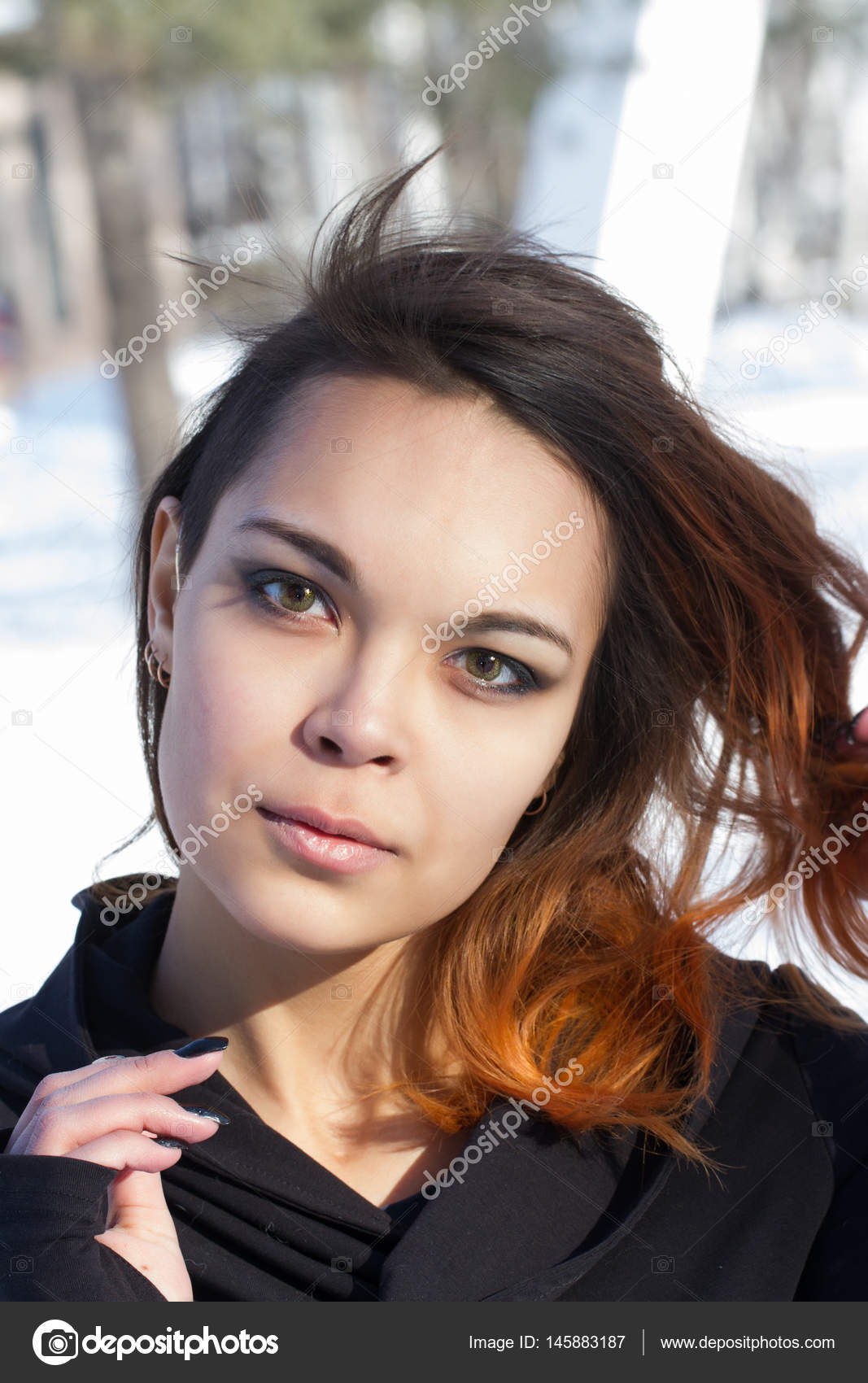 Young Girl With Dyed Red Hair Stock Photo C Momsirk 145883187