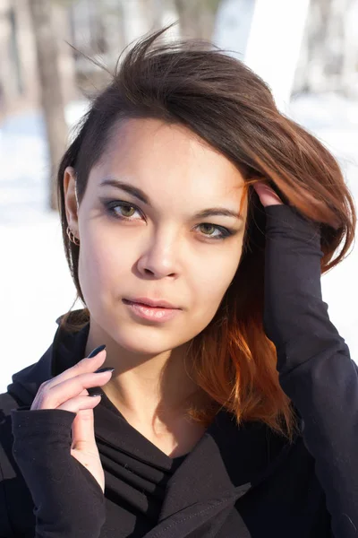 Young girl with dyed red hair — Stock Photo, Image