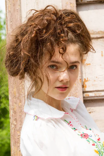 Emotional Young Girl White Shirt — Stock Photo, Image