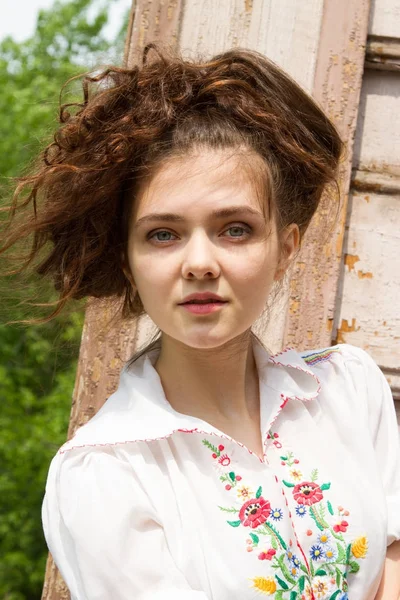 Emotional Young Girl White Shirt — Stock Photo, Image