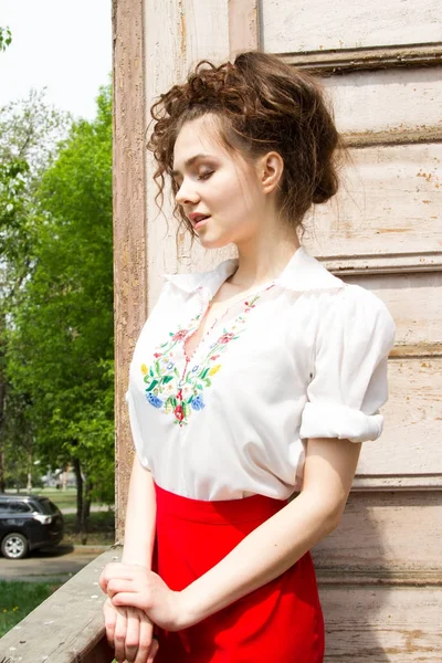 Emotional Young Girl White Shirt — Stock Photo, Image