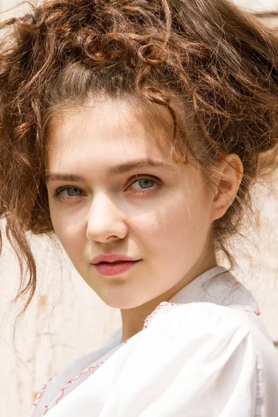 Emotional Young Girl White Shirt — Stock Photo, Image