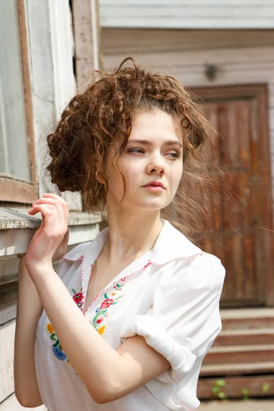 Emotional Young Girl White Shirt — Stock Photo, Image