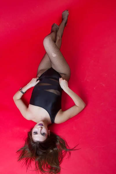 Menina Sexy Corpo Preto Com Fundo Brilhante — Fotografia de Stock
