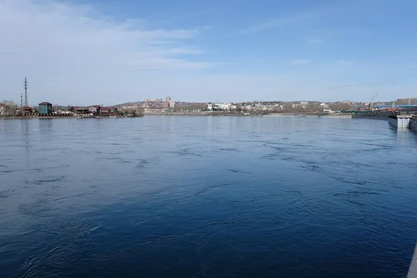 Channel of the Angara River in the city of Irkutsk