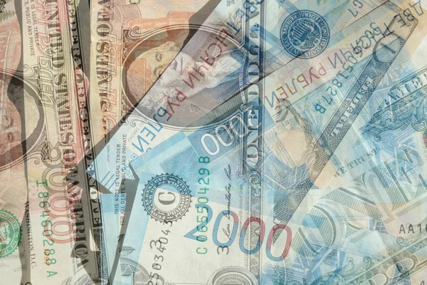 Çeşitli Ülkelerin Banknotları Kolaj — Stok fotoğraf