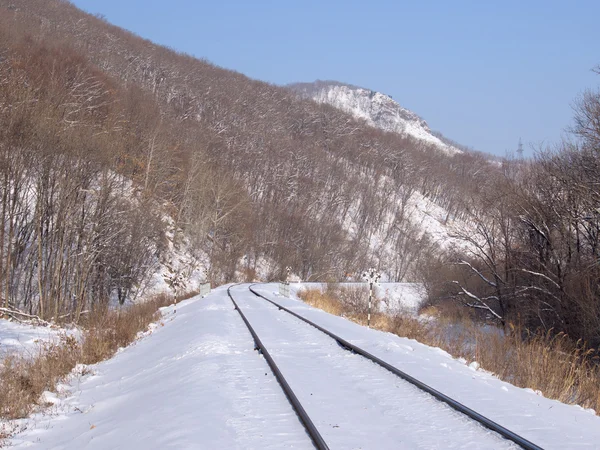 Percorso ferroviario su un pendio di montagna — Foto Stock