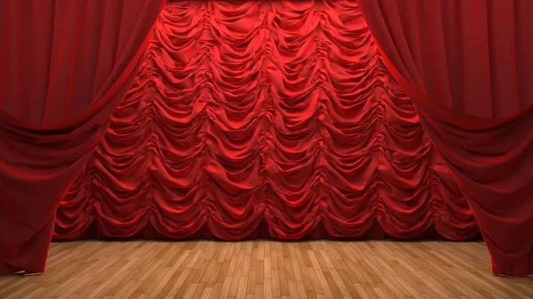 red velvet curtain opening the scene