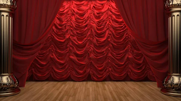 red velvet curtain opening the scene