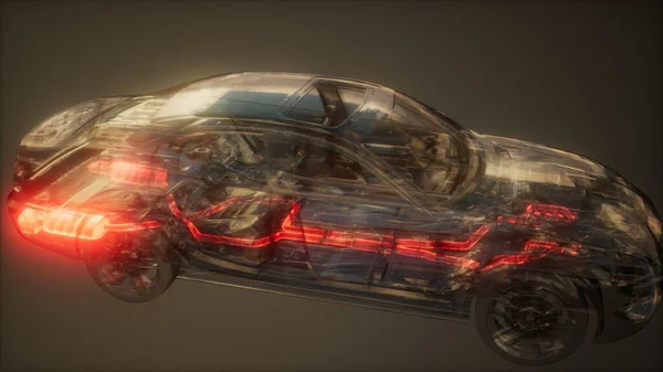 car exhaust system visible in transparent car