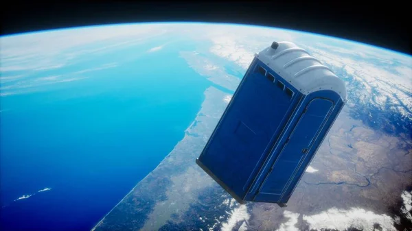 Portable street WC toilet cabin on Earth orbit. elements furnished by Nasa