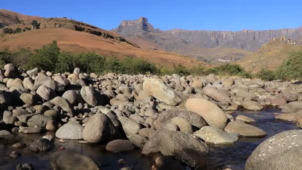 Uitzicht Het Amfitheater Rivier Tugela Drakensberg Mountains Royal Natal National — Stockvideo