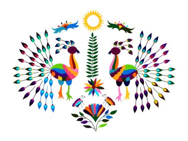 Bright Pattern with Peacocks clipart