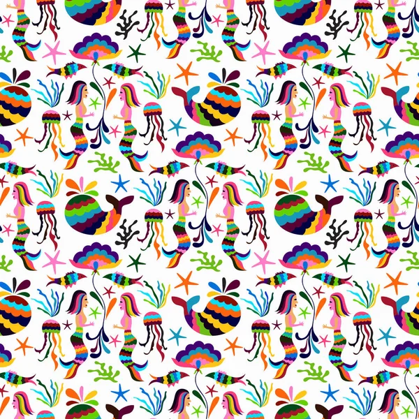 Otomi stílus Seamless Pattern — Stock Vector