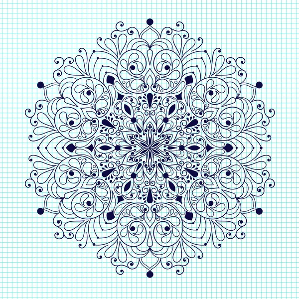 Bloemen Mandala op School gecontroleerd papier — Stockvector