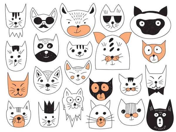 Padrão sem costura com gatos doodle — Vetor de Stock