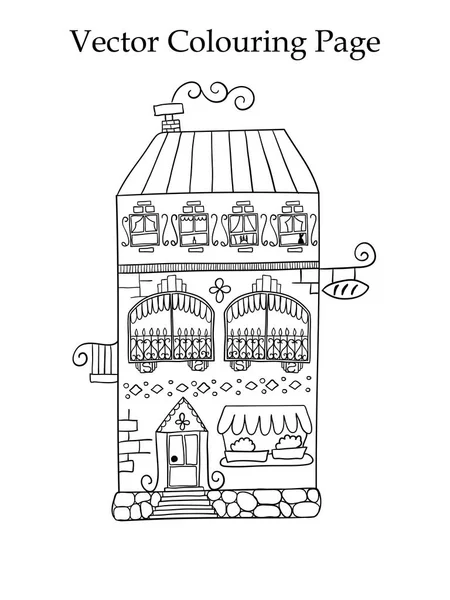 Страница раскраски с домом — стоковый вектор